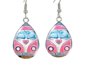 Camping Themed Earrings - pink VW