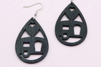 Camping Themed Earrings - heart caravan