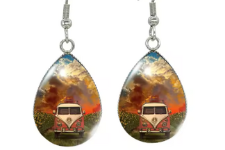 Camping Themed Earrings - VW sunset